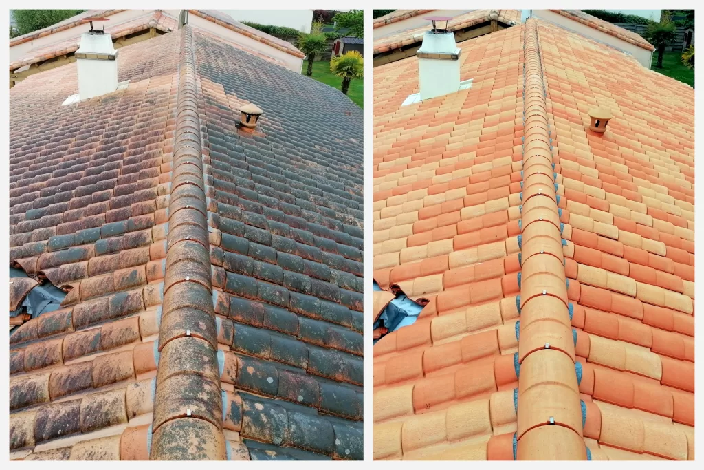 The difference between the roof before and after repair
