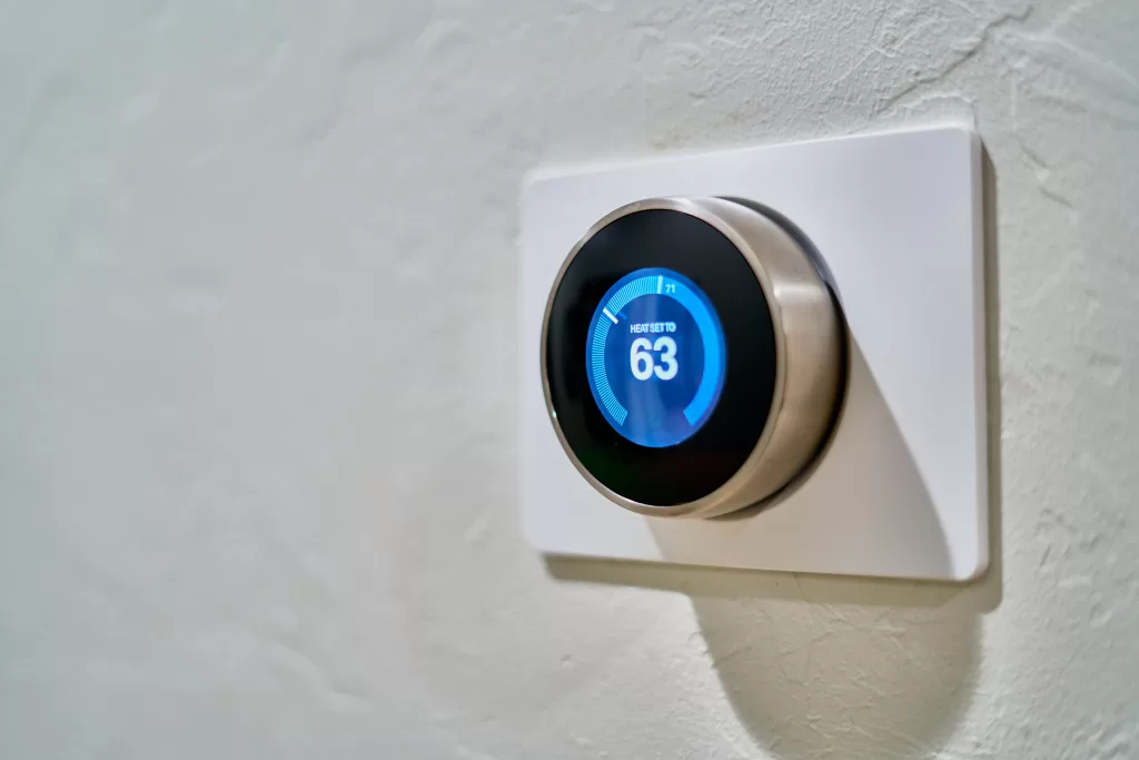 The wall-mounted thermostat for HVAC control
