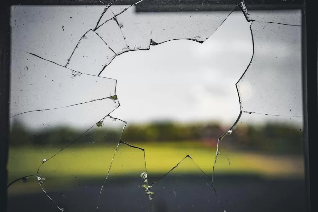 A broken window that requires a window repair
