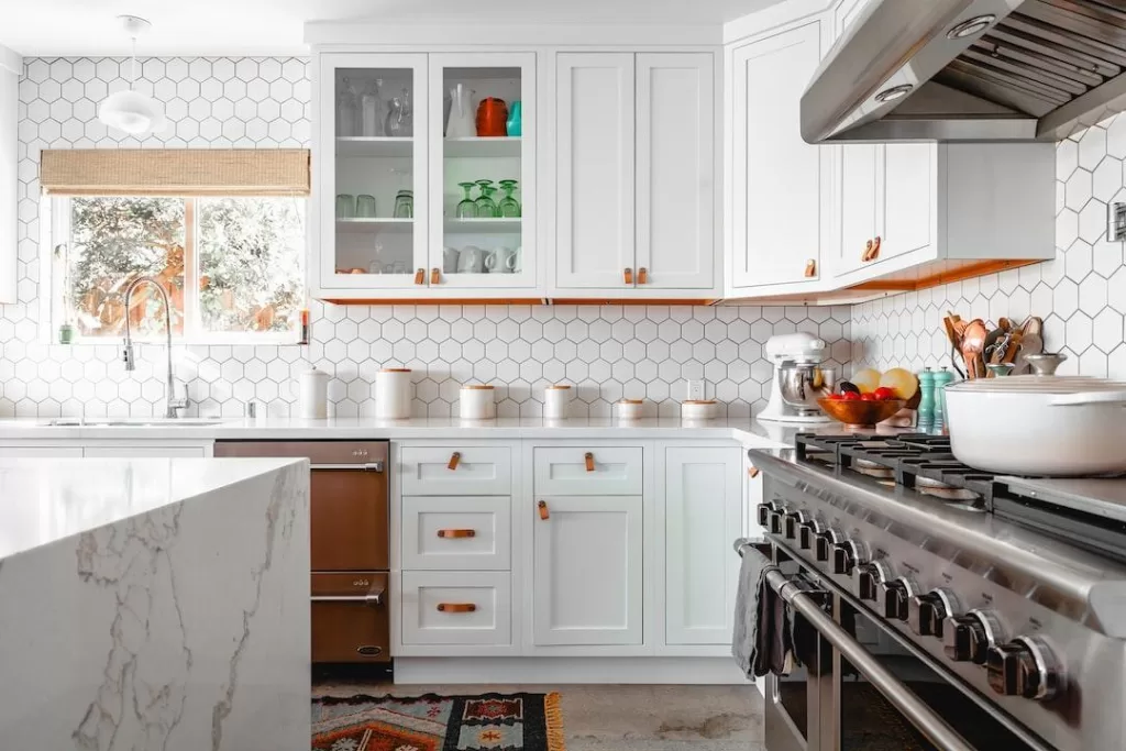Refaced cabinets in a kitchen give the space a great look with an eco-friendly solution